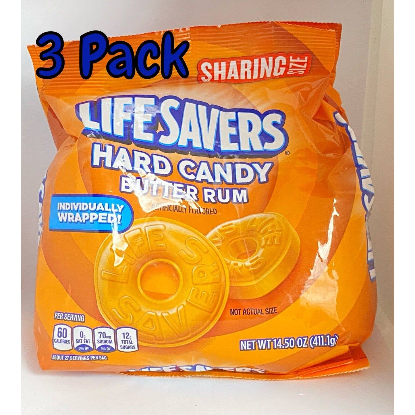 LifeSavers Hard Candy Butter Rum Sharing Size 14.5 oz Bag (Pack of 3)